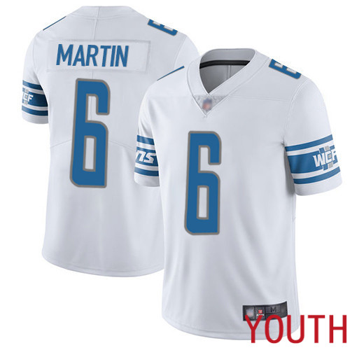 Detroit Lions Limited White Youth Sam Martin Road Jersey NFL Football #6 Vapor Untouchable->youth nfl jersey->Youth Jersey
